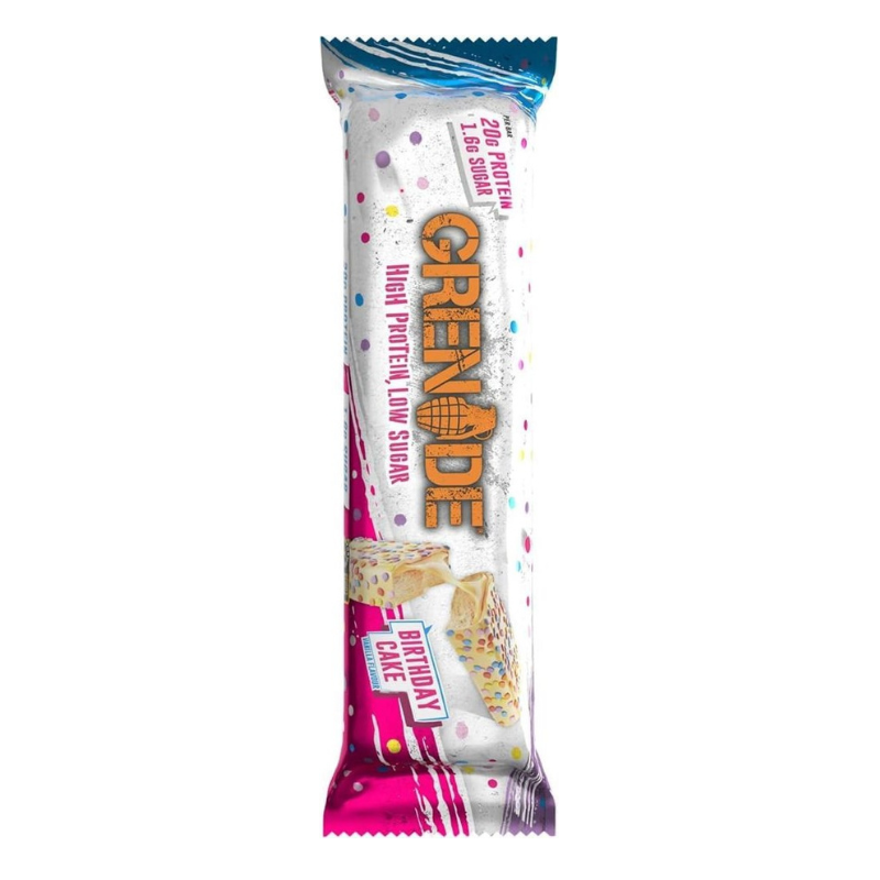 Grenade High Protein and Low Carb Bar, 12 Bars - Birthday Cake