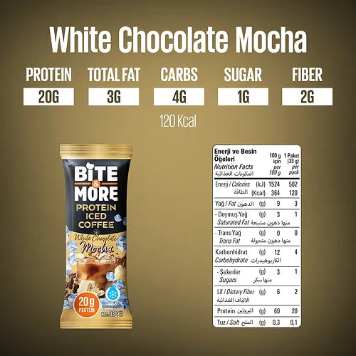 Mocha Iced coffee Protein, 10 sachets per box - White Chocolate