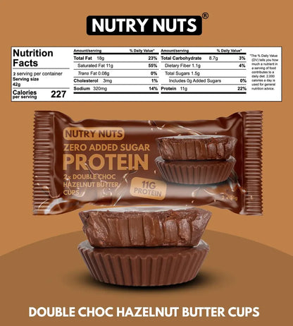 Nutry Nuts Protein Hazelnut Peanut Butter Cups | High Protein Snack | Gluten-Free | No Palm Oil | Delicious Chocolate Treat- 12x42g