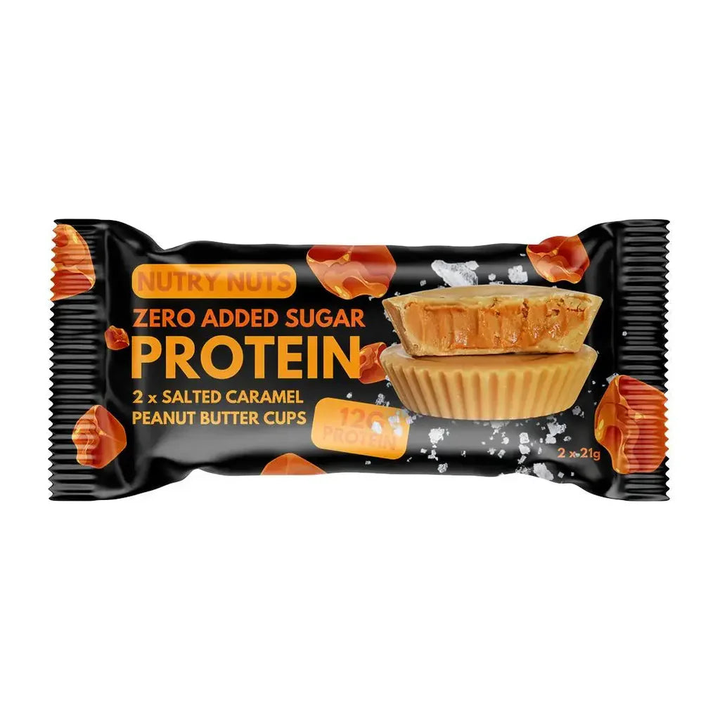 Nutry Nuts Protein Salted Caramel Peanut Butter Cups | High Protein Snack | Gluten-Free | No Palm Oil | Delicious Chocolate Treat- 12x42g
